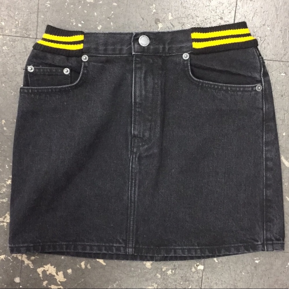Carmar Black Denim Skirt with Yellow Detail